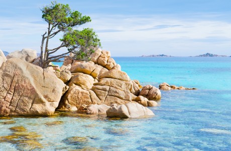 detail of Capriccioli beach in Costa Smeralda, Sardinia